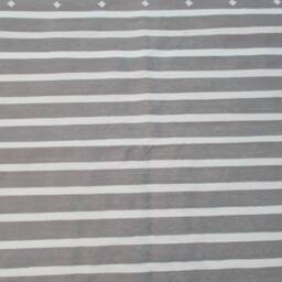 4x6 Light Grey Cotton Stripes Rug Dhurrie - & White - thumbnail 3