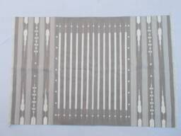 4x6 Light Grey Cotton Stripes Rug Dhurrie - & White - thumbnail 1