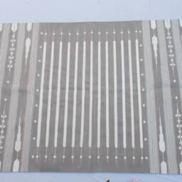 4x6 Light Grey Cotton Stripes Rug Dhurrie - & White - thumbnail 2