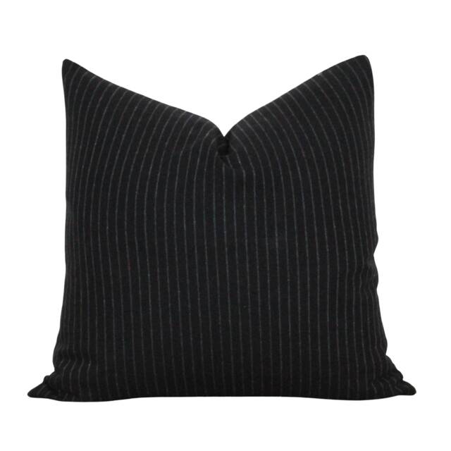 Black Stripe Pillow Cover - Neutral 20x20 Lumbar Wool Blend Throw Russ - image 1