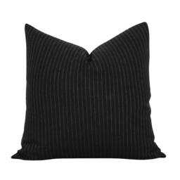 Black Stripe Pillow Cover - Neutral 20x20 Lumbar Wool Blend Throw Russ - thumbnail 1