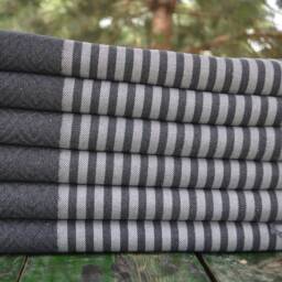 "Turkish Towel, Turkish Diamond Towel, Gray Striped Towel, 40""x70" - thumbnail 2