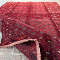 6x9 Afghan Bukhara Rug - Hand-Knotted Wool Carpet Deep Red Turkmen Geometric Design For Living Room Or Office Decor Gift - thumbnail 4