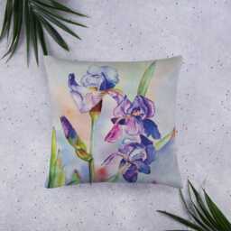 Hand Painted Watercolor Irises Basic Pillow - thumbnail 3