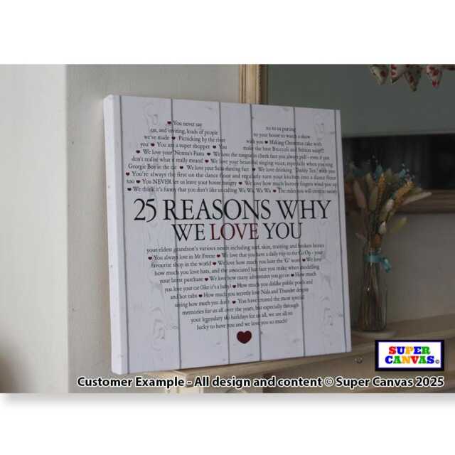 25 Reasons Why We Love You Personalised Custom Framed Canvas Print Handmade Mum Nana Daughter Wife Sister Friend Birthday Mothers Day Gift - image 1