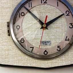 Retro Style Wall Clock - New 25cm Handmade Beige Formica Mid Century Vintage French Gift Off The Clocks - thumbnail 4
