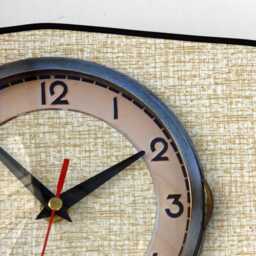 Retro Style Wall Clock - New 25cm Handmade Beige Formica Mid Century Vintage French Gift Off The Clocks - thumbnail 3
