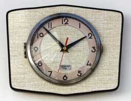 Retro Style Wall Clock - New 25cm Handmade Beige Formica Mid Century Vintage French Gift Off The Clocks