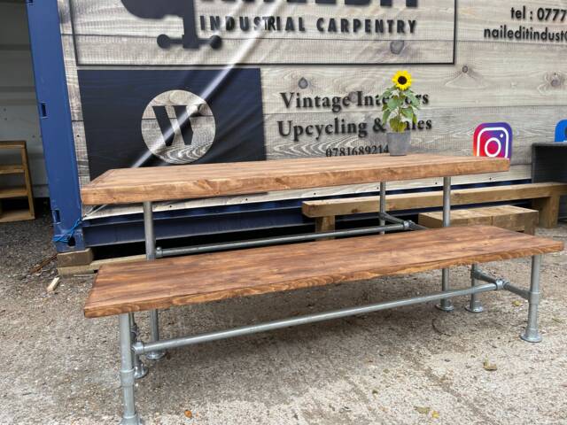 Rustic Industrial Outdoor/Indoor Tables & Bench Sets - image 1