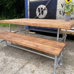 Rustic Industrial Outdoor/Indoor Tables & Bench Sets - thumbnail 2