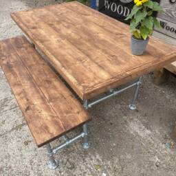 Rustic Industrial Outdoor/Indoor Tables & Bench Sets - thumbnail 3