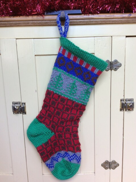 Hand Knit Christmas Stocking, Lined - image 1