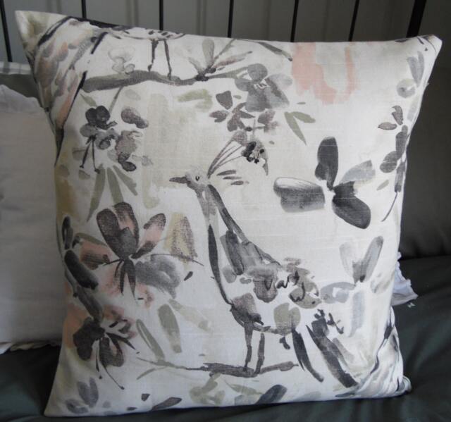 Exotic Bird Pillow Cover Floral Print Cotton Toss - image 1