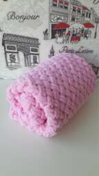 Baby Girl Blanket Knit Newborn Baby Throw Gift Shower Handmade - thumbnail 1