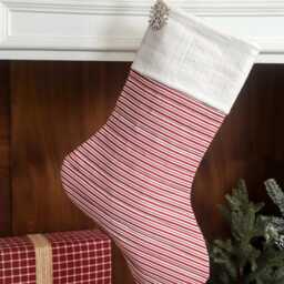 Personalized Quilted Christmas Stocking, Red & White Farmhouse Decor - thumbnail 4