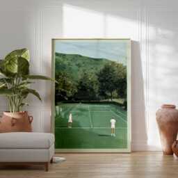 Tennis Court Poster, Minimalist Sports Wall Art, Modern Summer Print, Athletic Lifestyle Decor, Green Contemporary Artwork - thumbnail 2