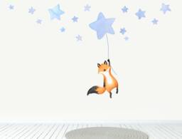 Fox & Star Wall Decal For Nurseries Kids Rooms - Watercolour Fabric Stickers