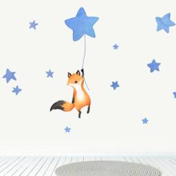Fox & Star Wall Decal For Nurseries Kids Rooms - Watercolour Fabric Stickers - thumbnail 2
