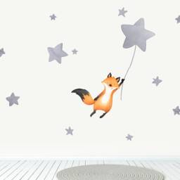 Fox & Star Wall Decal For Nurseries Kids Rooms - Watercolour Fabric Stickers - thumbnail 3