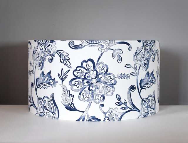 Handmade Blue Floral Fabric Lampshade, Vintage, 20cm To 45cm Diameters , Ceiling Or Lamp Base - image 1