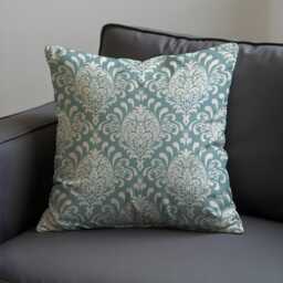 Teal Damask Cushion Cover, Duck Egg Blue Pillow Case, Classic Sofa Decorative Cover - thumbnail 2