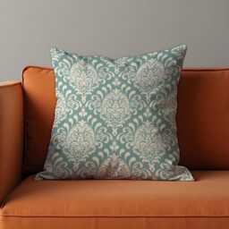 Teal Damask Cushion Cover, Duck Egg Blue Pillow Case, Classic Sofa Decorative Cover - thumbnail 4