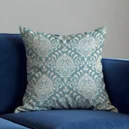 Teal Damask Cushion Cover, Duck Egg Blue Pillow Case, Classic Sofa Decorative Cover