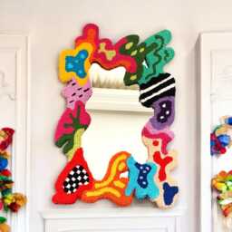 Handmade Tufted Melting Mirror Modern Punch Needle Wall Art - thumbnail 4