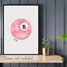 Set Of 2 Pink Lucky Pool Ball & Disco Prints, Trendy Retro Vintage Glitter Ball Wall Art Posters Unframed - thumbnail 2