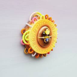 Wall Jewelry, Handcrafted Wood & Stone Wall Hanging - Colorful Lucky Charm Decoration To Hang Up - Small Luminous Talisman, Amulet - thumbnail 3