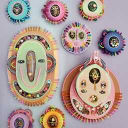 Wall Jewelry, Handcrafted Wood & Stone Wall Hanging - Colorful Lucky Charm Decoration To Hang Up - Small Luminous Talisman, Amulet - thumbnail 4