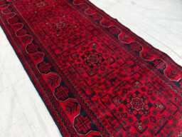 3x7 Ft Red Handmade Bukhara Wool Runner Rug, Geometric Pattern Entryway Carpet - thumbnail 1