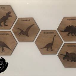 Laser Engraved Dinosaur Plaque - Birch Wood Fossil Art, Children's Room Decor - thumbnail 2