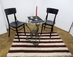 Handwoven Wool Runner Rug Striped Carpathian Throw, 100x150cm - thumbnail 1