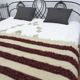 Handwoven Wool Runner Rug Striped Carpathian Throw, 100x150cm - thumbnail 4