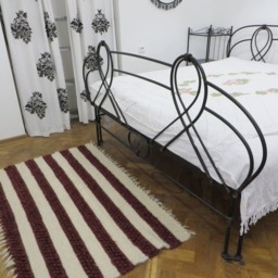 Handwoven Wool Runner Rug Striped Carpathian Throw, 100x150cm - thumbnail 3