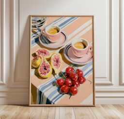 Fig & Cherry Poster, Italian Breakfast Print, Kitchen Wall Art - thumbnail 1