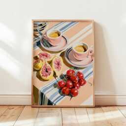 Fig & Cherry Poster, Italian Breakfast Print, Kitchen Wall Art - thumbnail 4