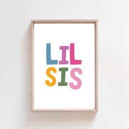Set Of 2 Sister Prints, Big Sis Lil Sis, Sisters Bedroom Wall Art, Girls Pastel Decor - thumbnail 2