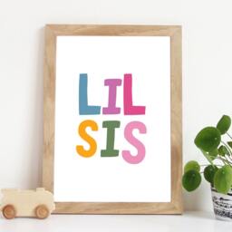 Set Of 2 Sister Prints, Big Sis Lil Sis, Sisters Bedroom Wall Art, Girls Pastel Decor - thumbnail 3