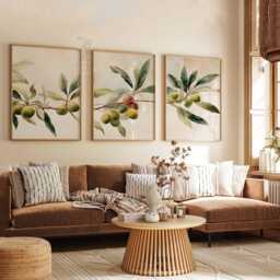 Olive Tree Wall Art Set Of 3, Botanical Branch Poster Prints, Mediterranean Plant Decor, Neutral Nature Artwork, Modern Leaf Prints - thumbnail 2