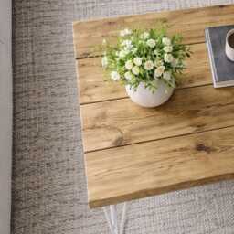 Industrial Solid Wooden Coffee Table On Steel Hairpin Legs - thumbnail 4