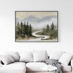 Misty River Poster, Pine Valley Print, Nature Wall Art, Paper - thumbnail 3