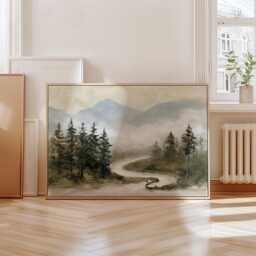Misty River Poster, Pine Valley Print, Nature Wall Art, Paper - thumbnail 4