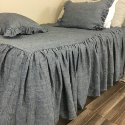 Chevron Ink Linen Bedspread, Weaved On Both Sides - Sophisticated Classy - thumbnail 3