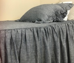 Chevron Ink Linen Bedspread, Weaved On Both Sides - Sophisticated Classy