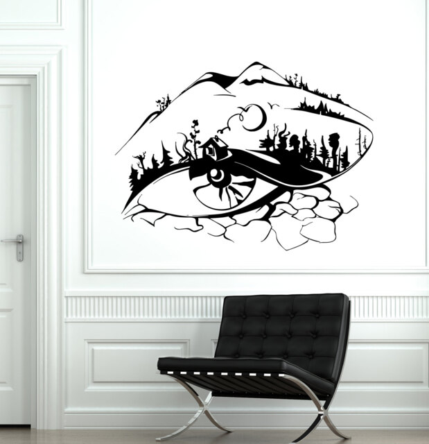 Wall Vinyl Eye Tree Forest Landscape For Bedroom Mural Decal Sticker 1778Dz - image 1