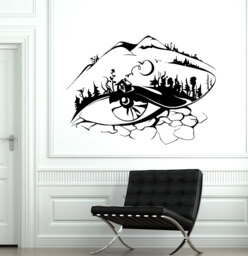 Wall Vinyl Eye Tree Forest Landscape For Bedroom Mural Decal Sticker 1778Dz - thumbnail 1