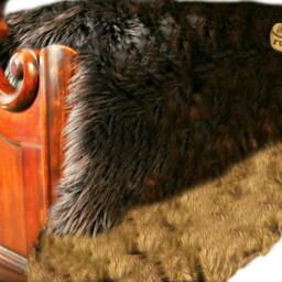 Faux Fur Bedspread Brown Shag Bear With Coyote Border - thumbnail 2