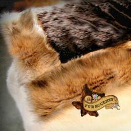 Faux Fur Bedspread Brown Shag Bear With Coyote Border - thumbnail 1
